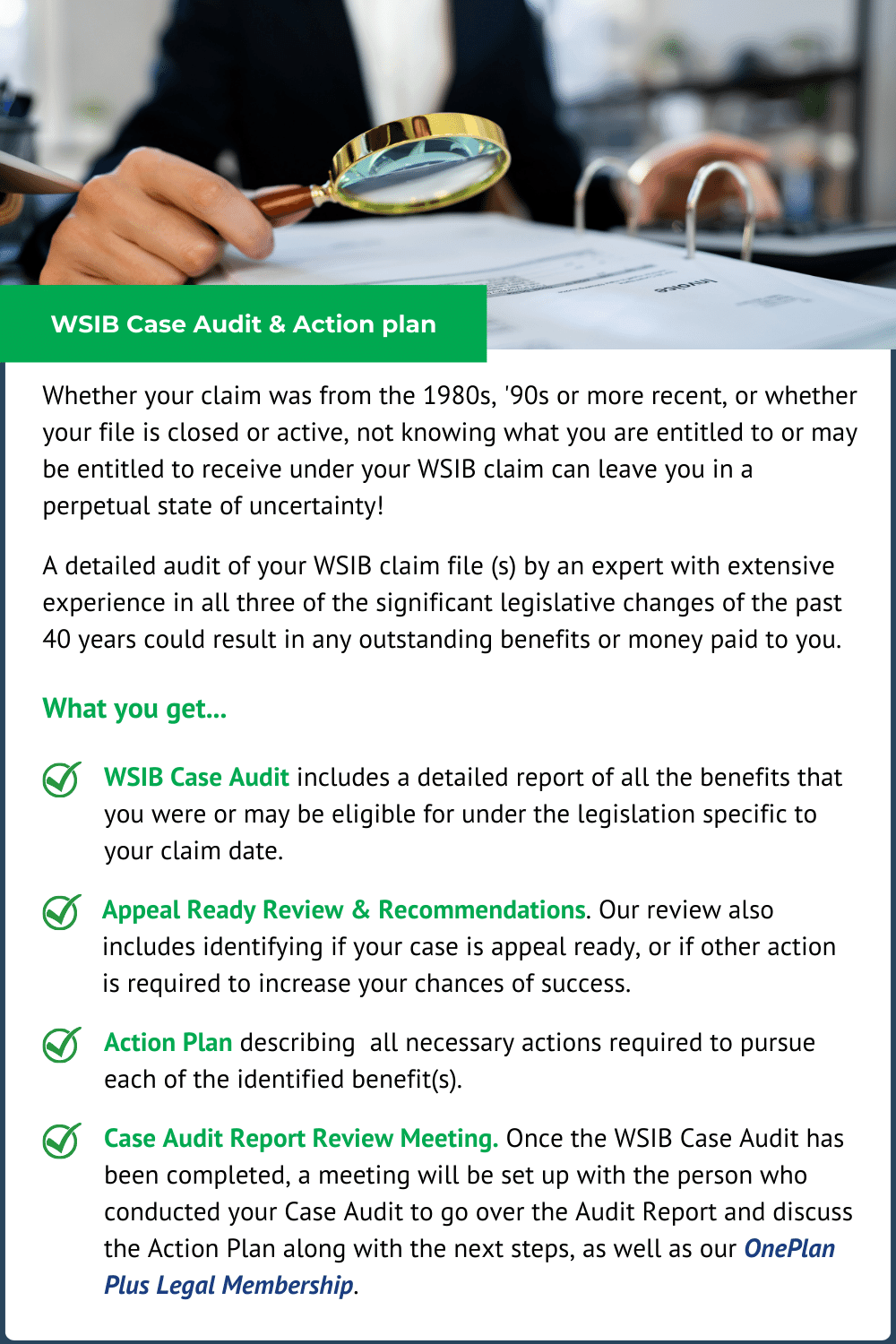 WSIB Case Audit & Action Plan WSIB