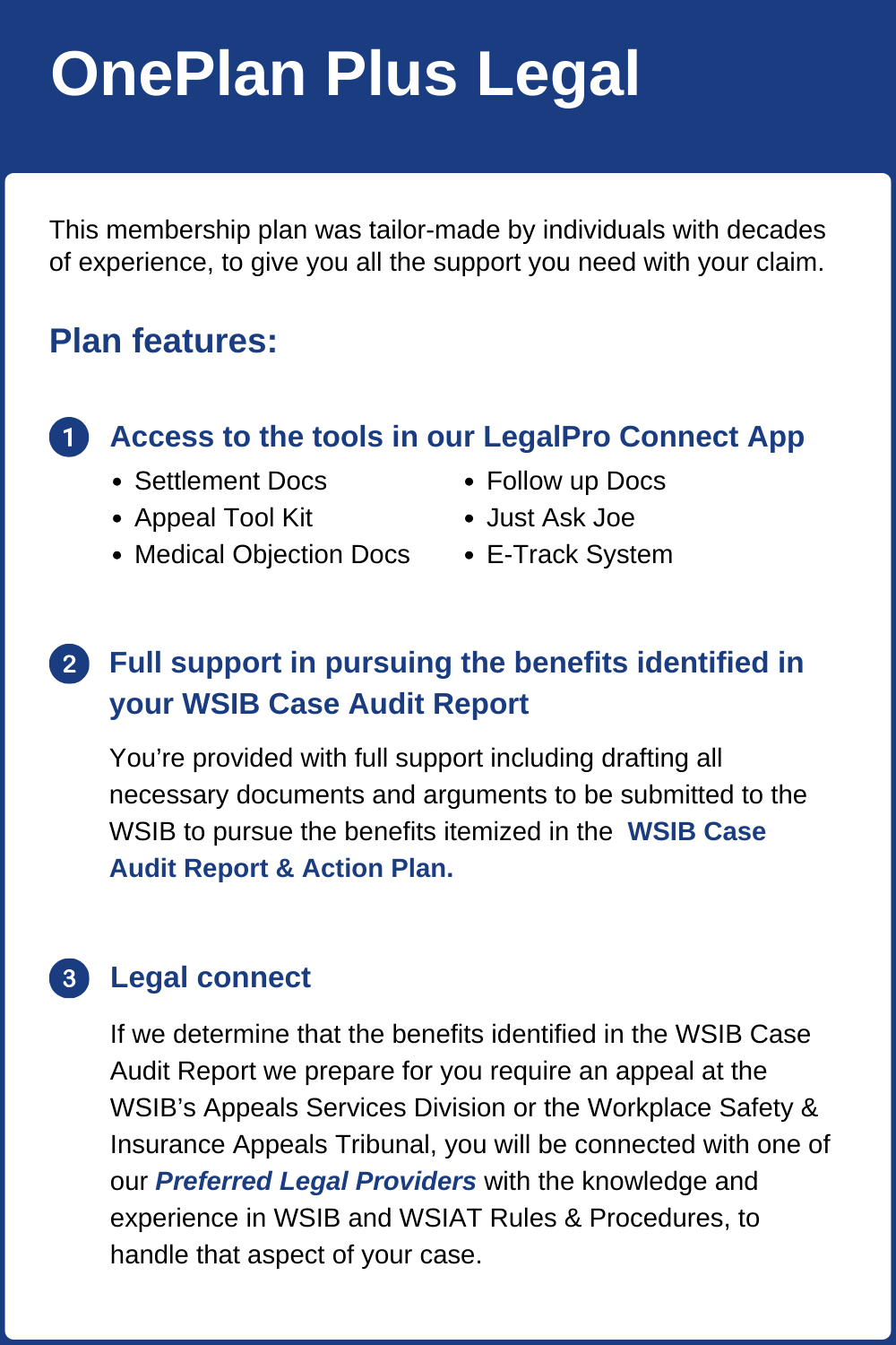 OnePlan Plus Legal - wsibsettlements.com